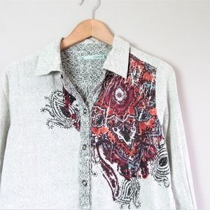Maurices boho paisley printed button down shirt